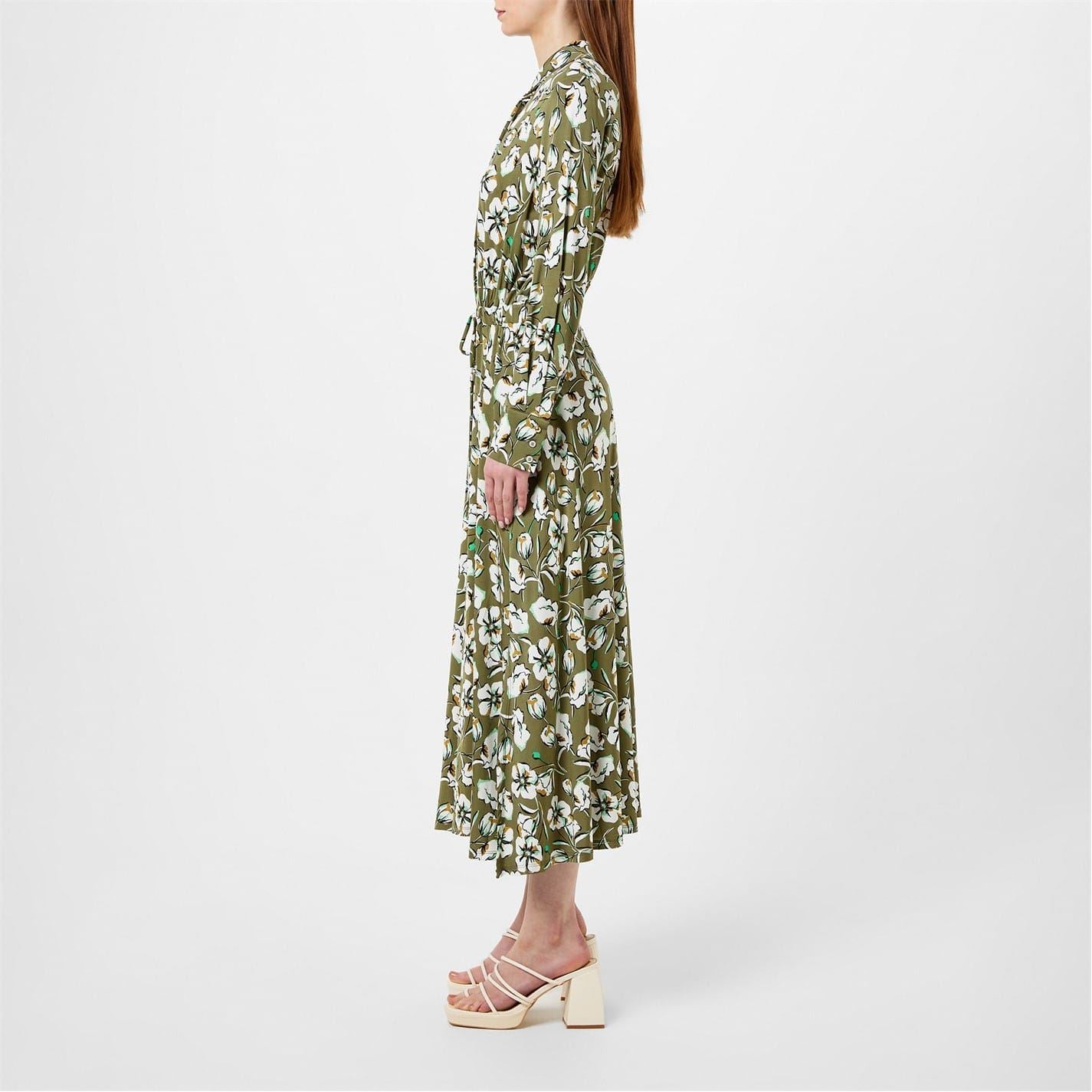 Marella Pluto Collared Neck Midi Jersey Dress