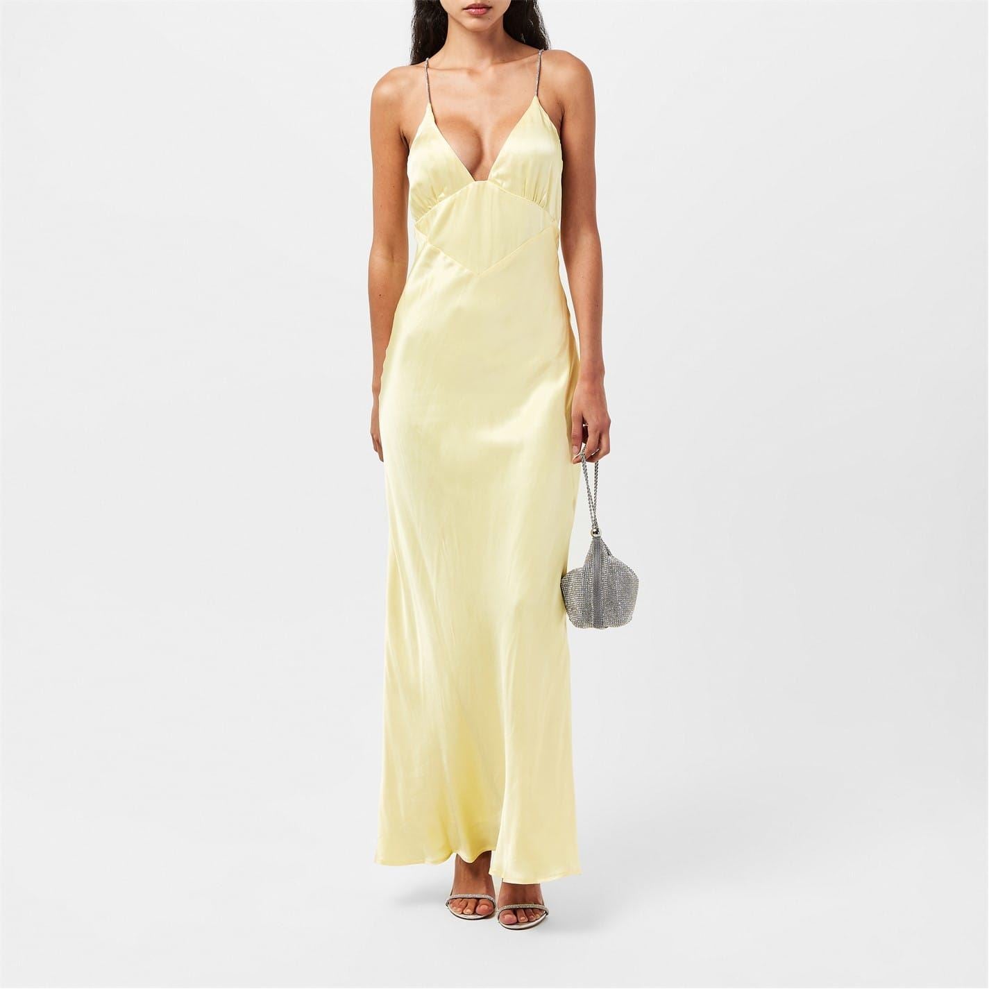 Bardot Diamonte Plunging Neck Maxi Slip Dress