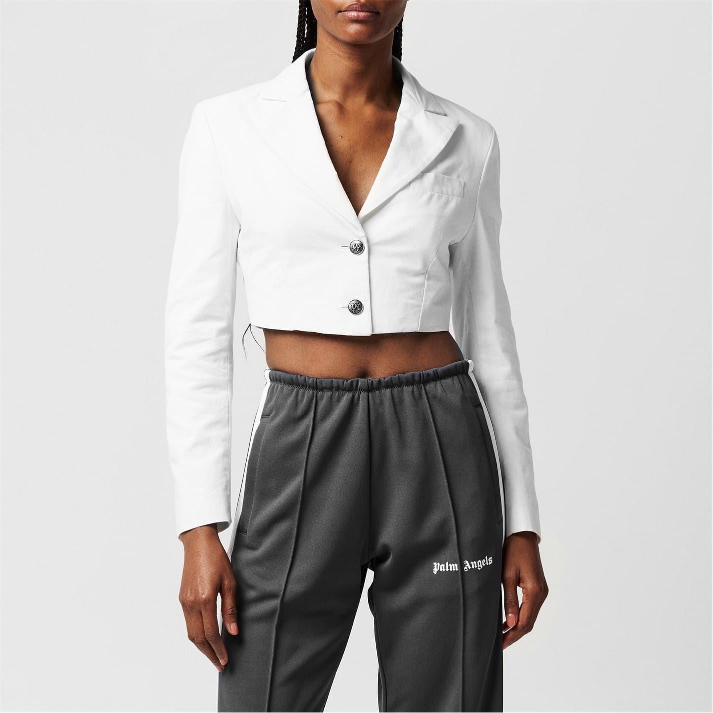 Palm Angels Cropped Plunging Neck Blazer