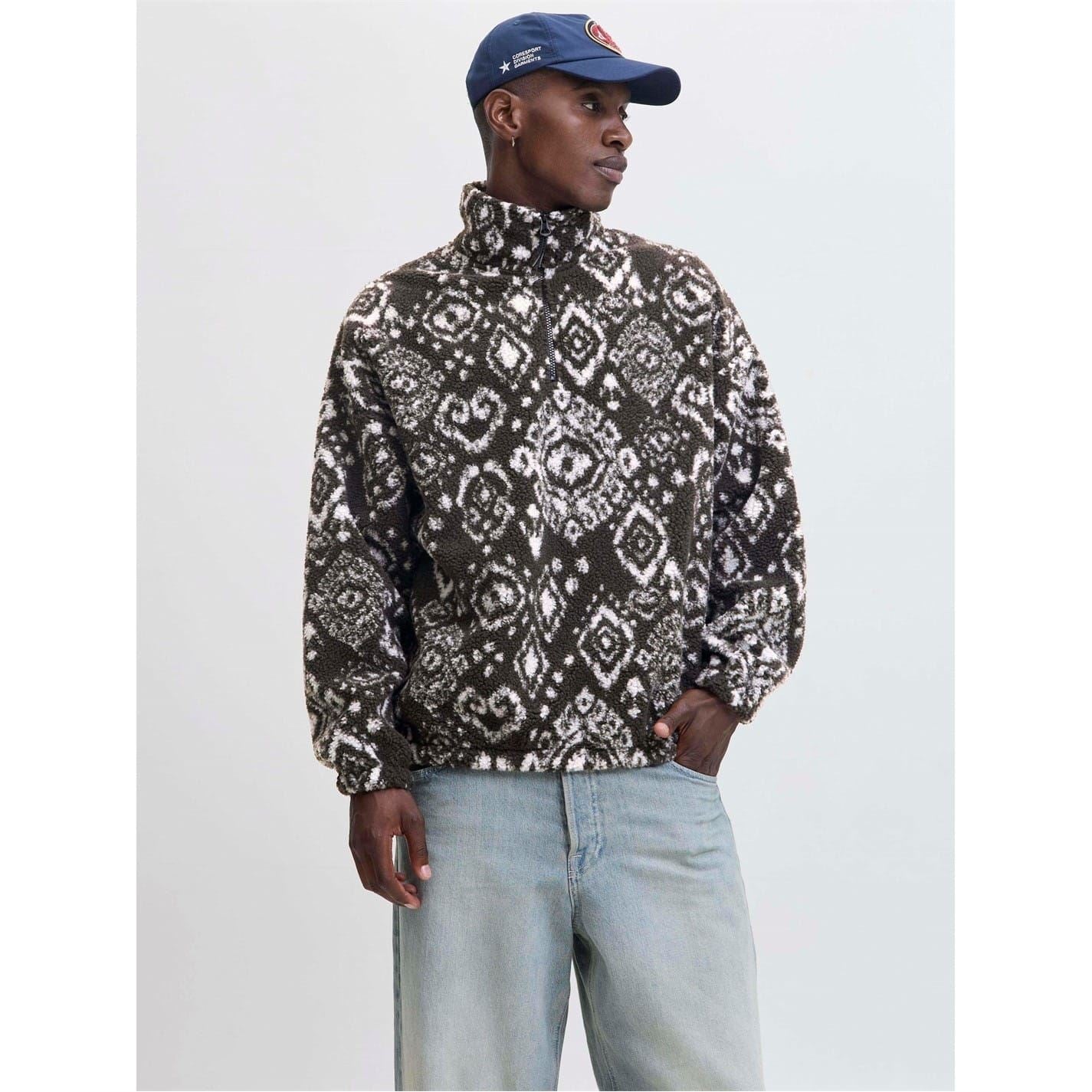 Jack and Jones Mens Paddy Teddy Half Zip Top