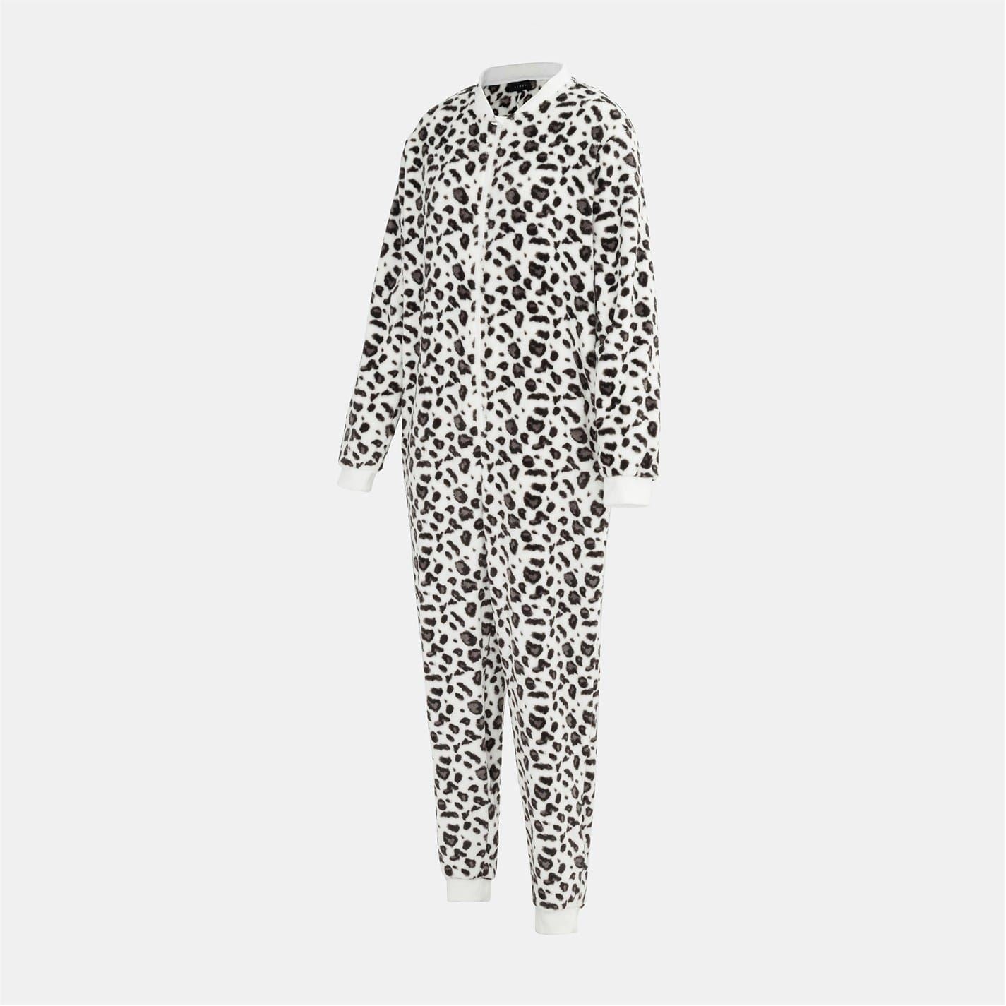 Linea Womens Leopard Print Fleece Onesie