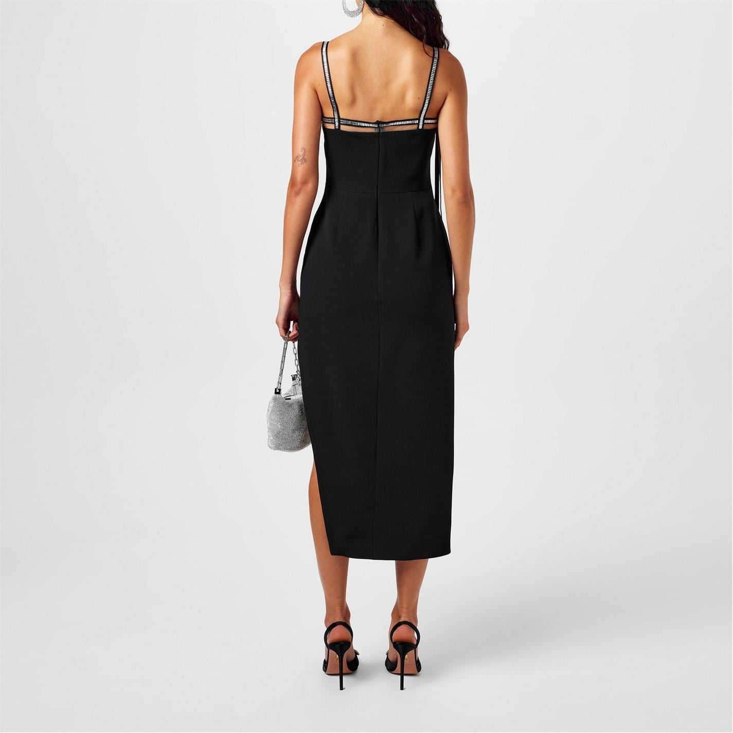David Koma Crys Square Neck Midi Slip Dress