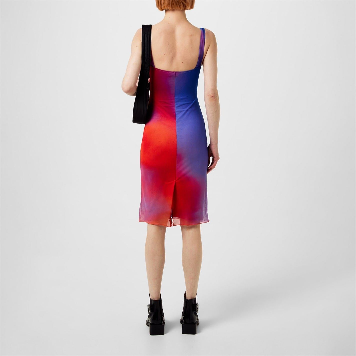 Fiorucci Gloria Sweetheart Neck Midi Corsetry Dress