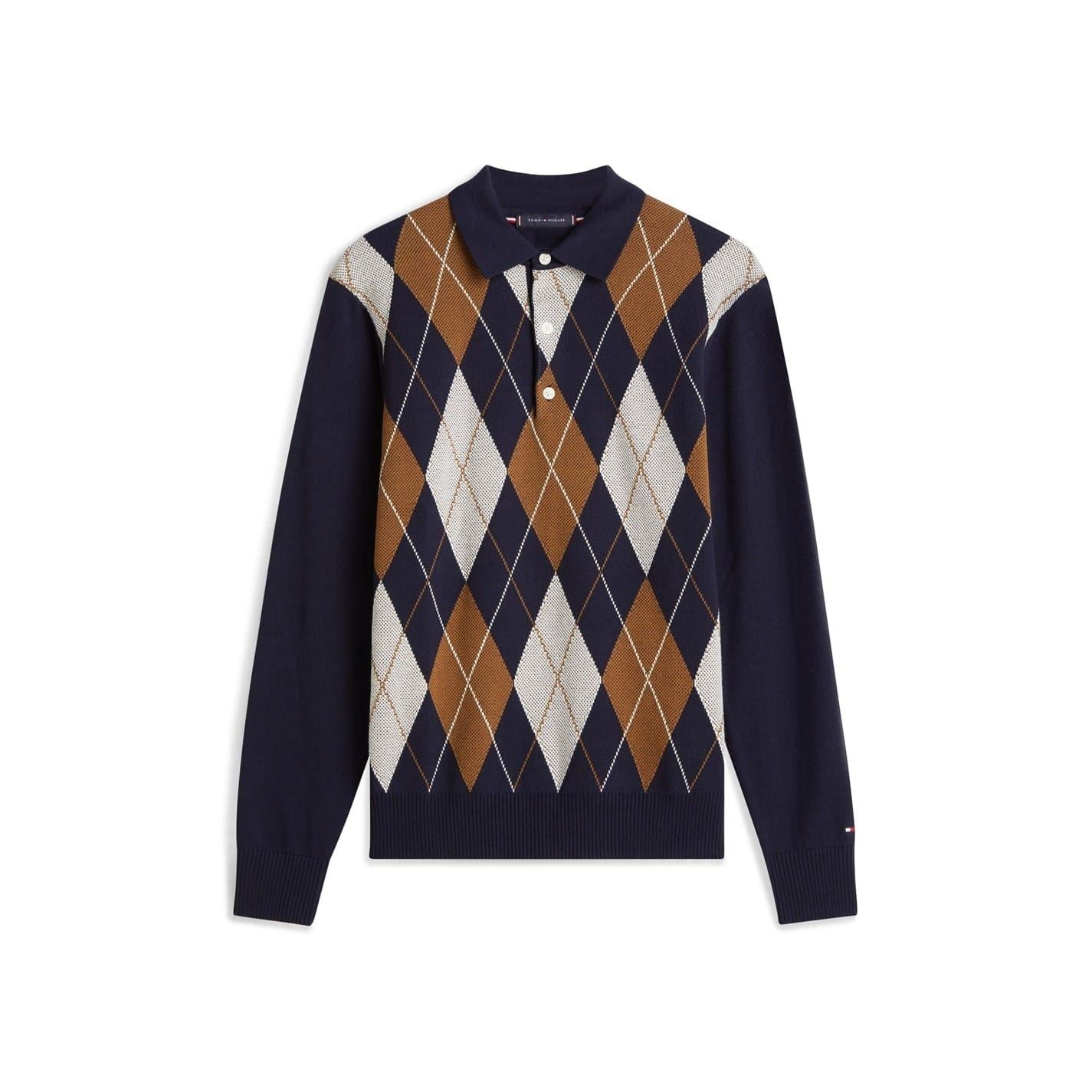 Tommy Hilfiger Argyle Crew Neck Long Sleeve Sweater