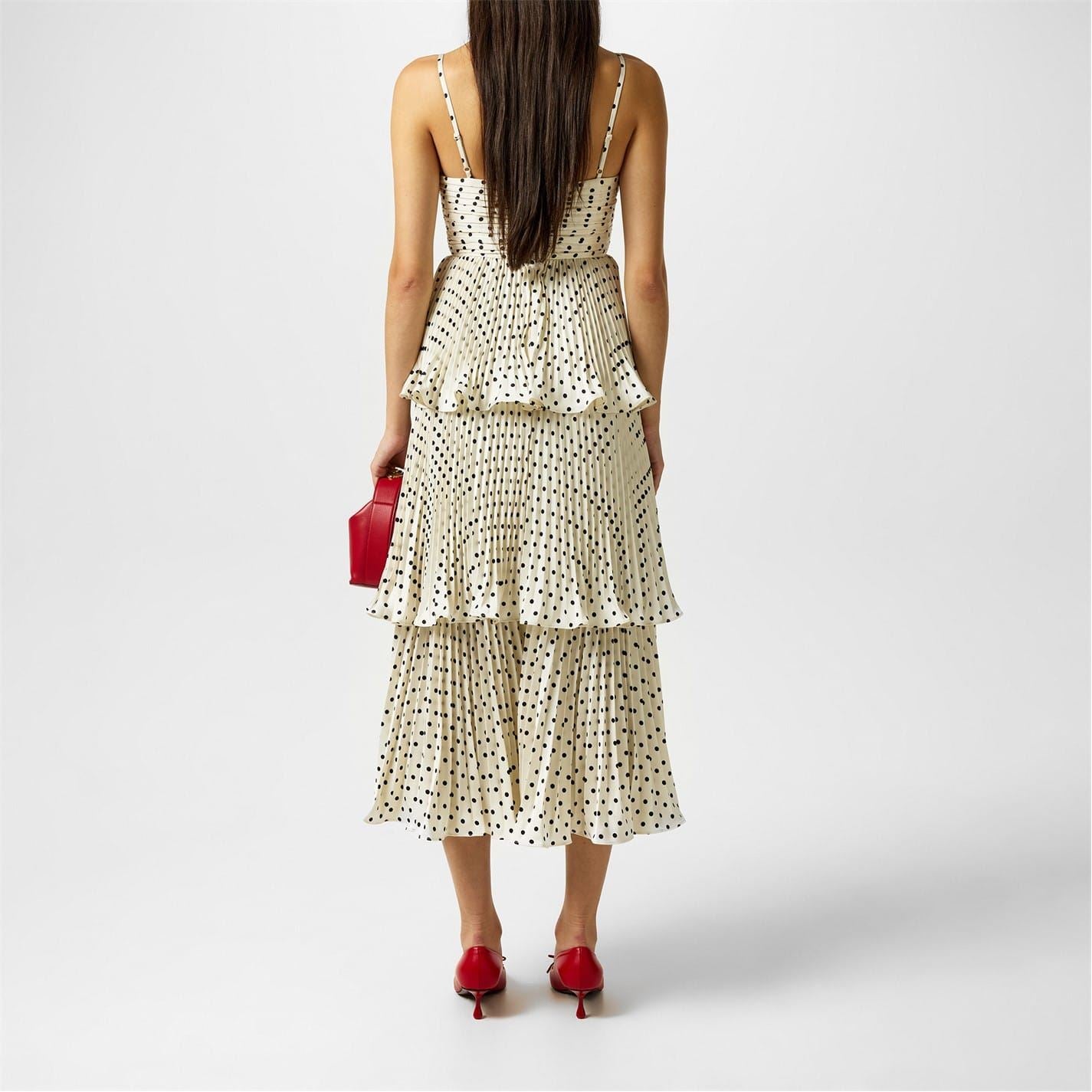 Self Portrait Self Polka Tiered Midi Dress