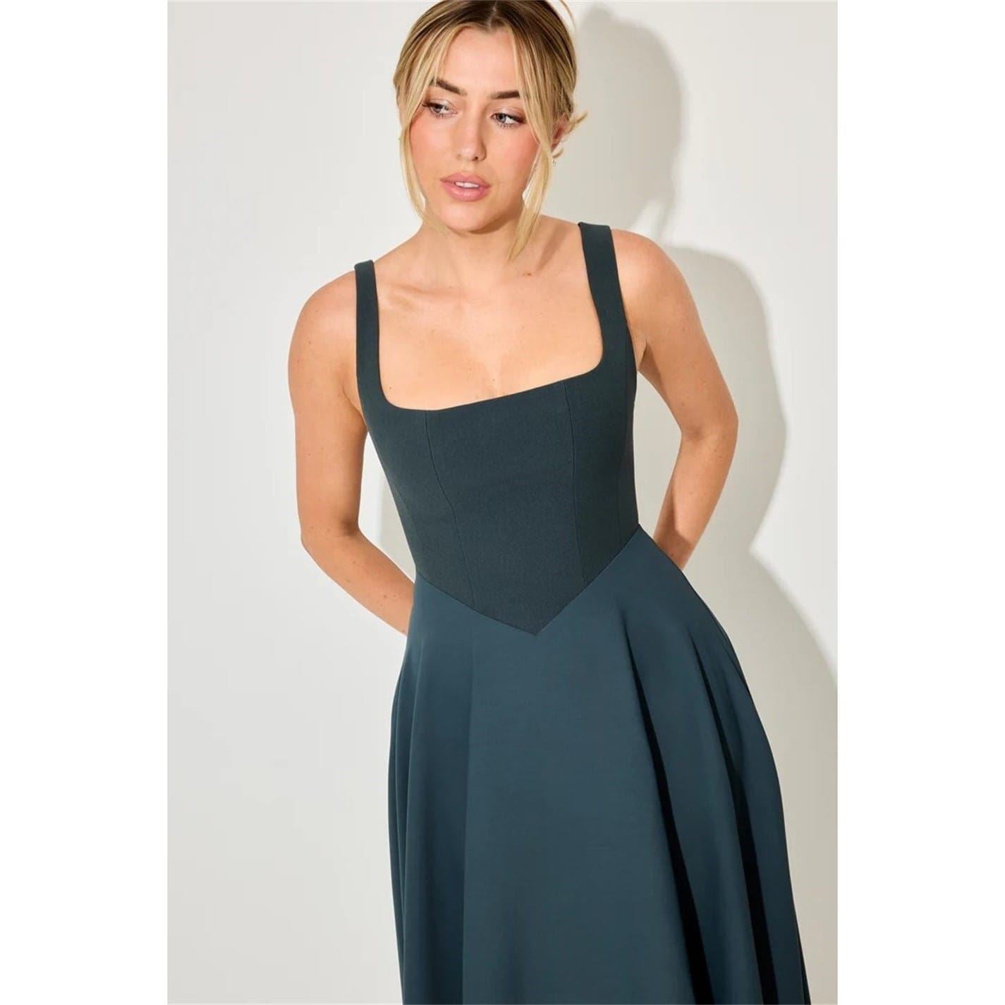 Odd Muse Odd Mus Square Neck Sleeveless Midi Dress