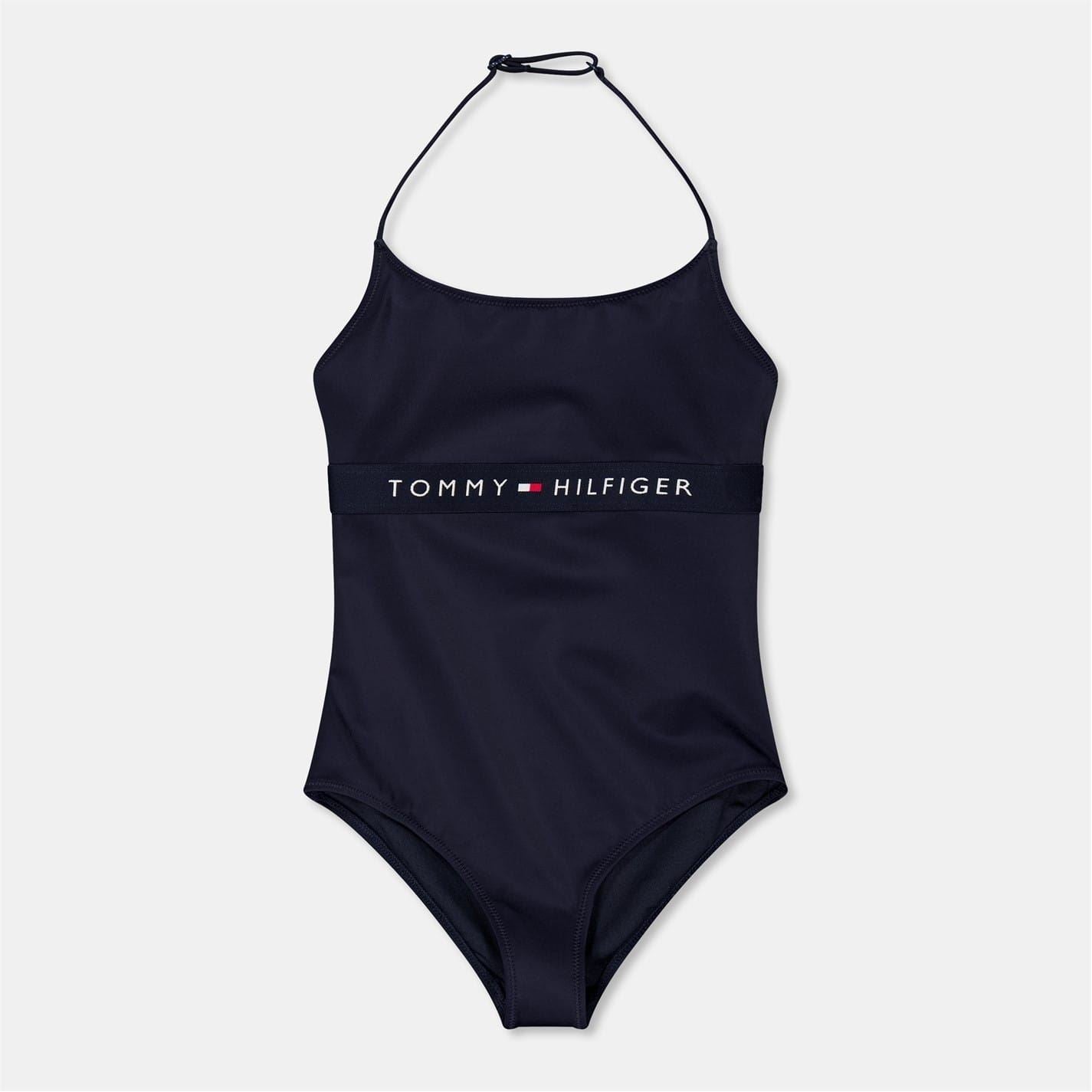 Tommy Hilfiger Halter Neck Logo Print One Piece Swimsuit