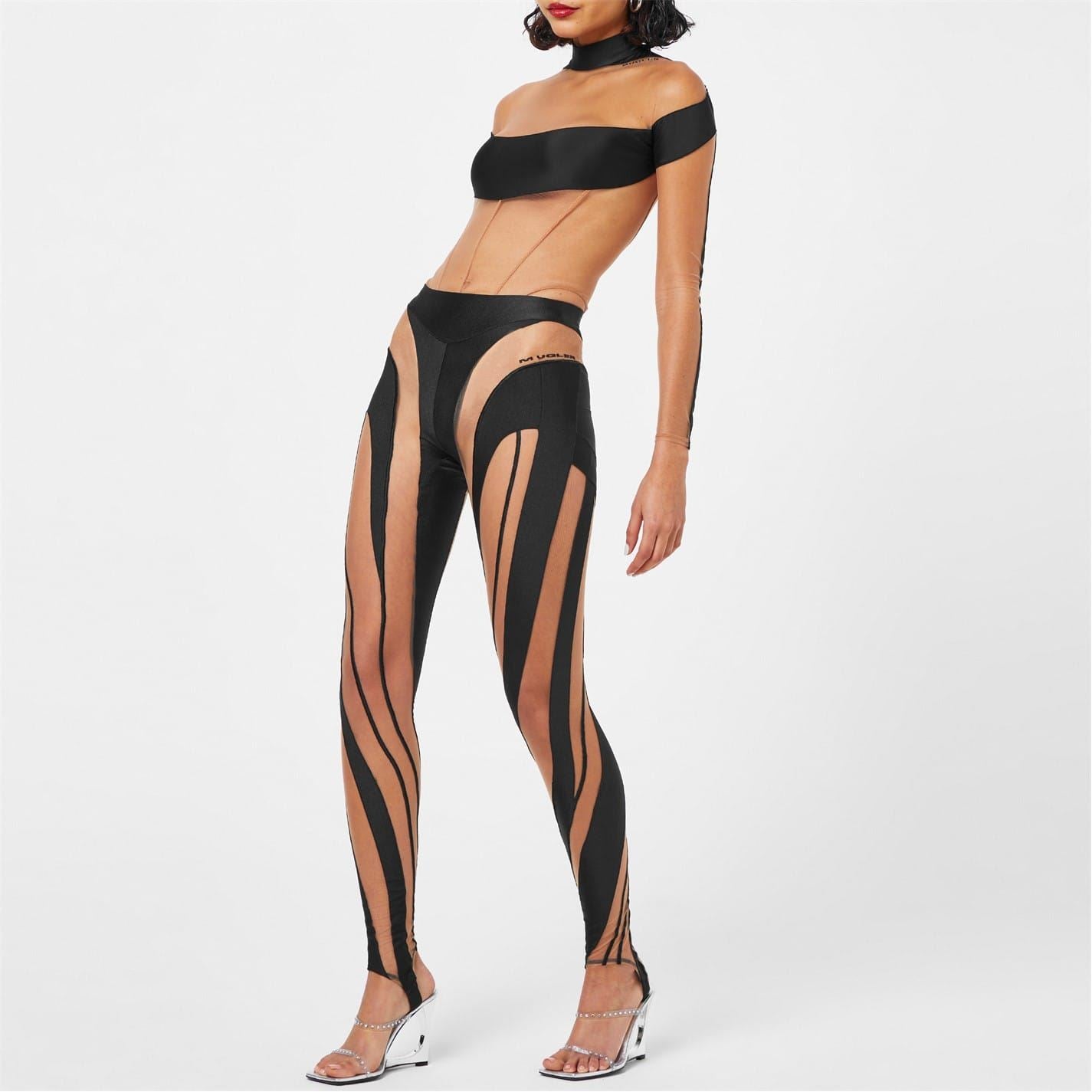 Mugler Sheer Spiral Leggings