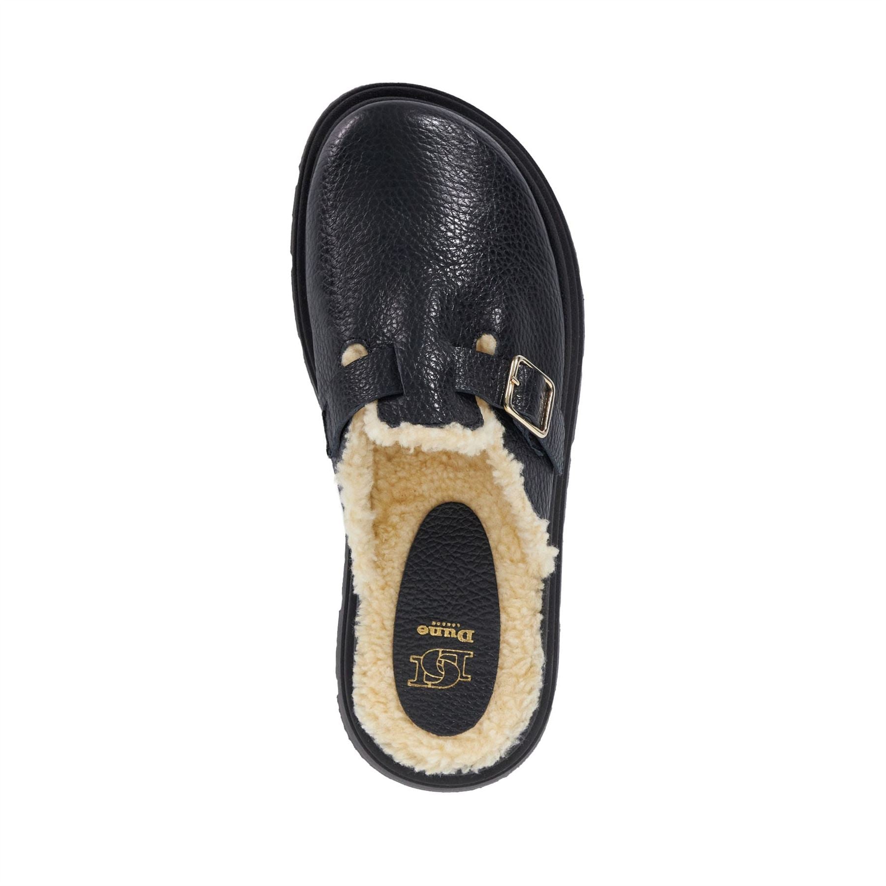Dune London Gene Leather Faux Shearling Lined Clogs