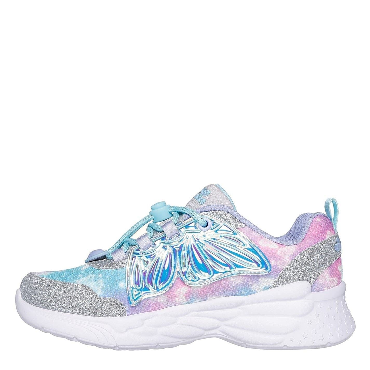 Skechers Light Up Butterfly Pattern Lace-Up Trainers