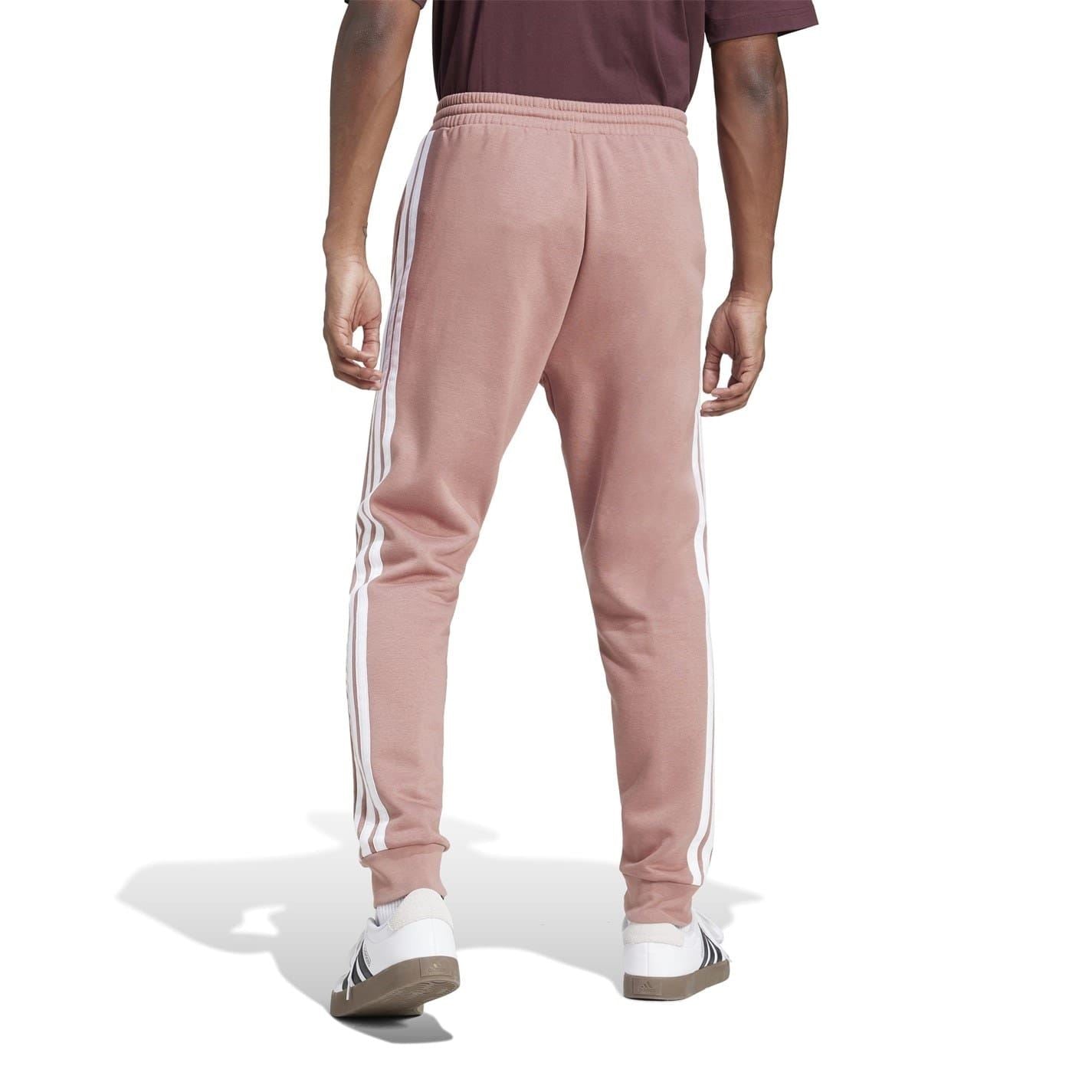 adidas Fleece Tapered Cuff 3 Stripes Joggers