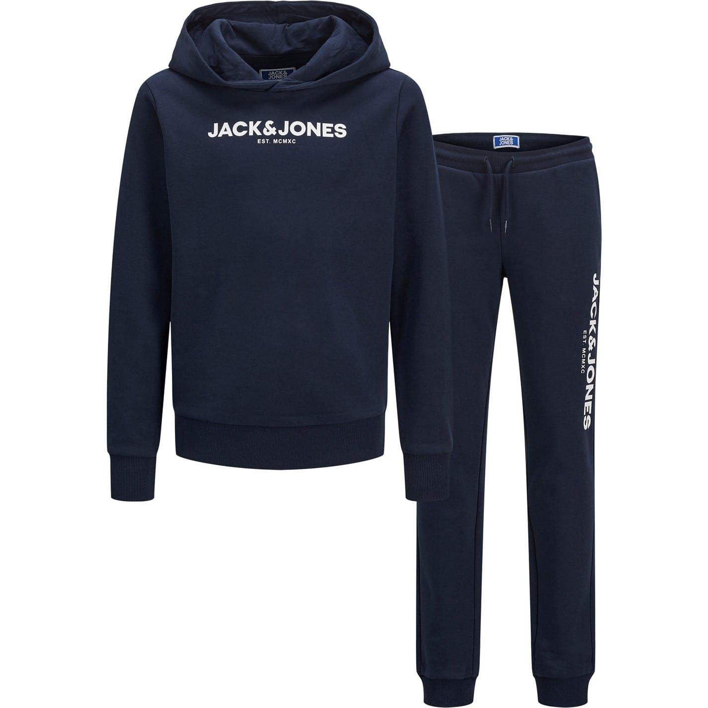 Jack and Jones Hooded Lettering Long Sleeve Tracksuit
