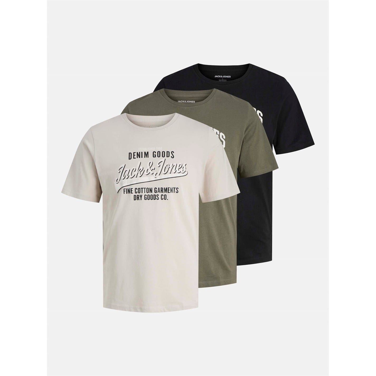 Jack and Jones Mens Ethan 3 Pack Short Sleeve T-Shirt