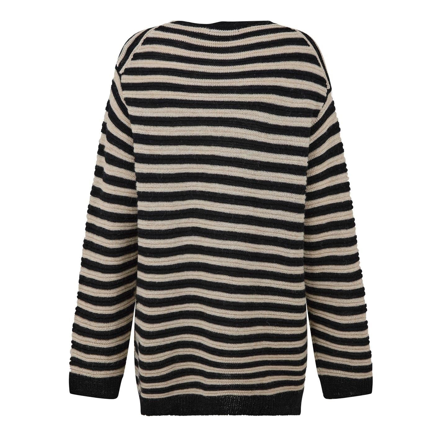 Yohji Yamamoto Striped Asymmetric Neck Jumper