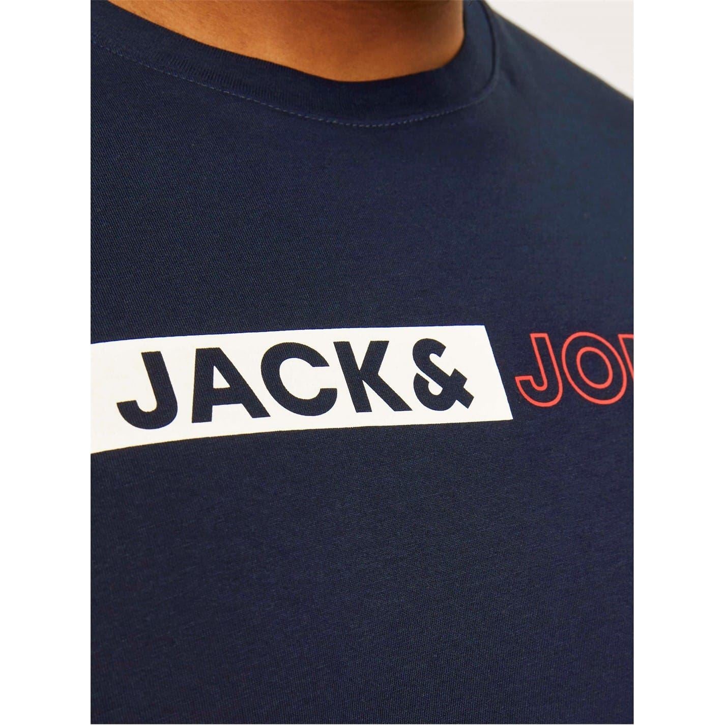 Jack and Jones Plus Size Logo Print Crew Neck Short Sleeve T-Shirt