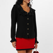 Alessandra Rich Long Sleeve Silk Blouse