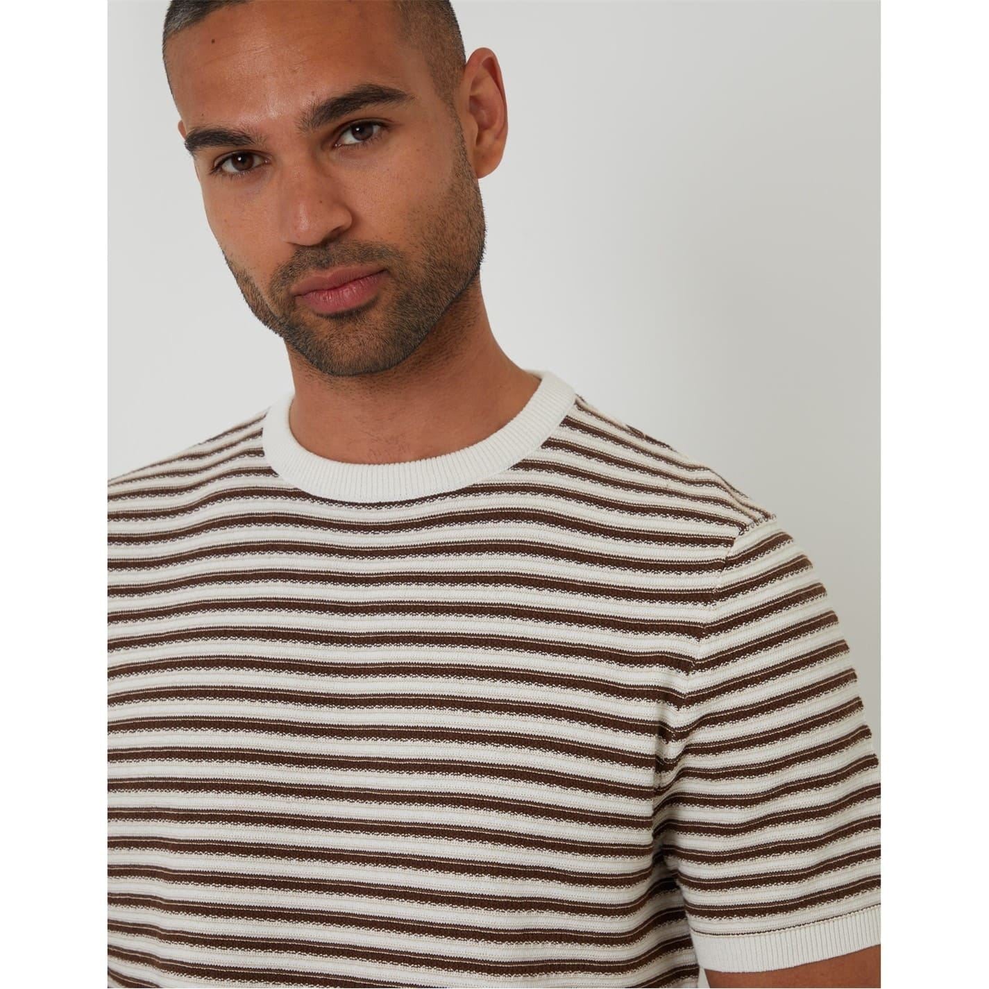 Threadbare Rib Crew Neck Ribbed Collar Short Sleeve T-Shirt