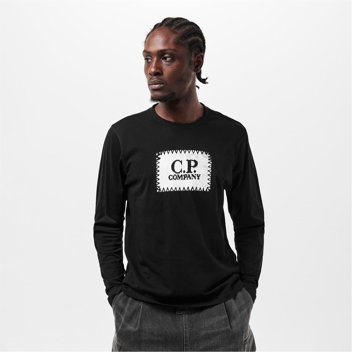C.P. Company Logo Print Crew Neck Long Sleeve Jersey T-Shirt