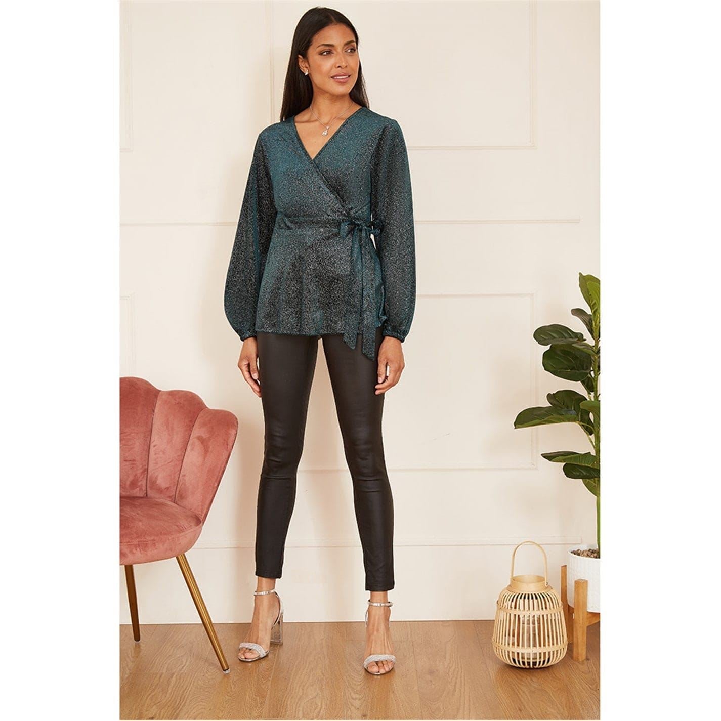 Yumi Sparkle Velvet Wrap Blouse