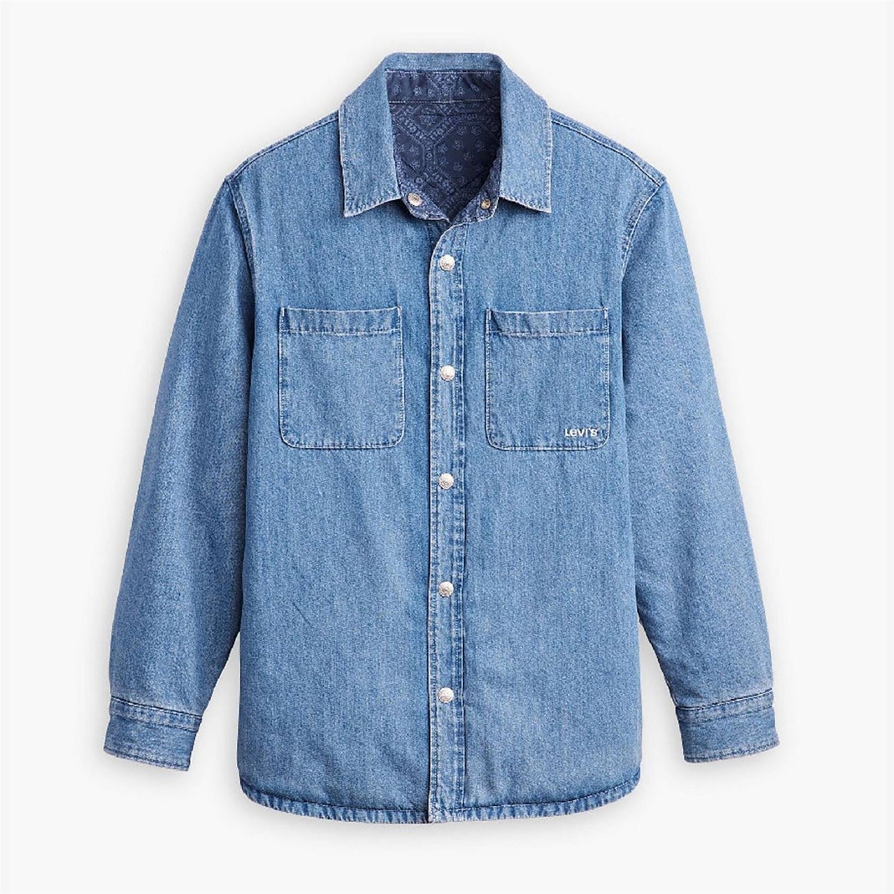 Levis Bryant Snap Button Solid Patterned Overshirt