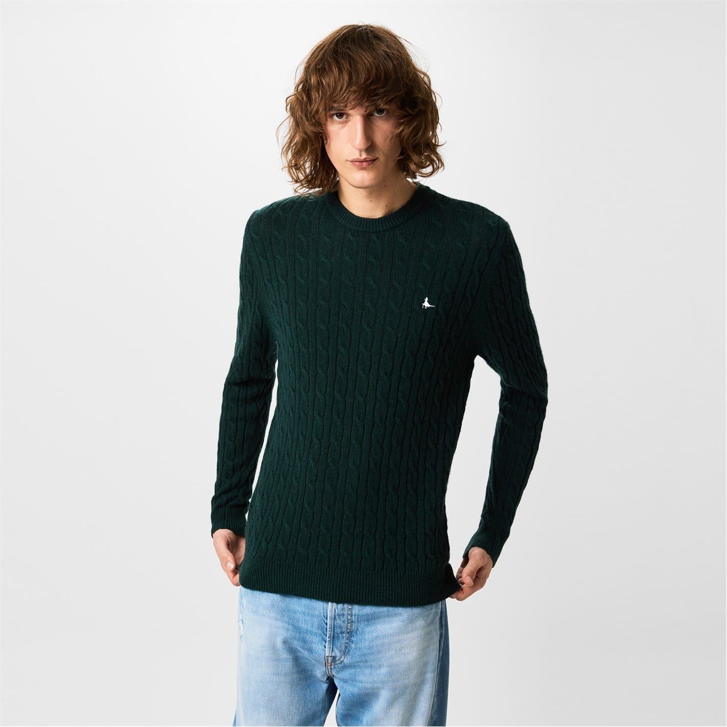 Jack Wills Mens Marlow Merino Wool Blend Cable Knitted Jumper
