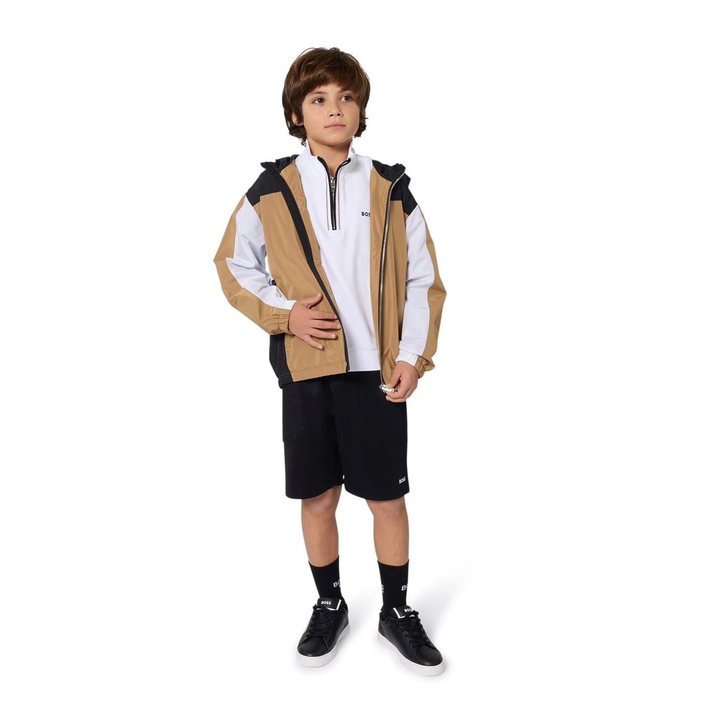 Boss Color Block Hooded Windbreaker with Rubber Badge