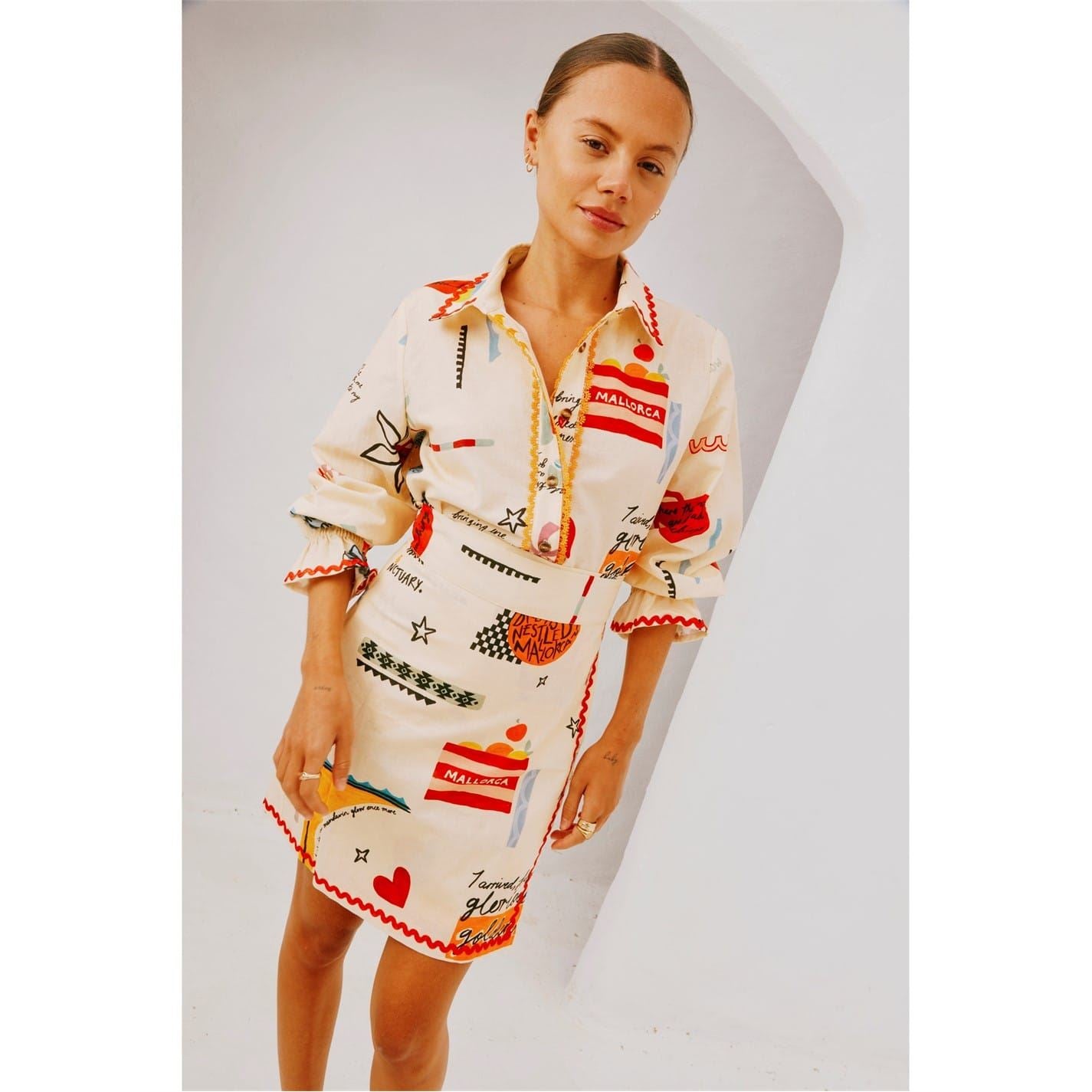 Never Fully Dressed Poema Jaspre Lettering Mini Wrap Skirt