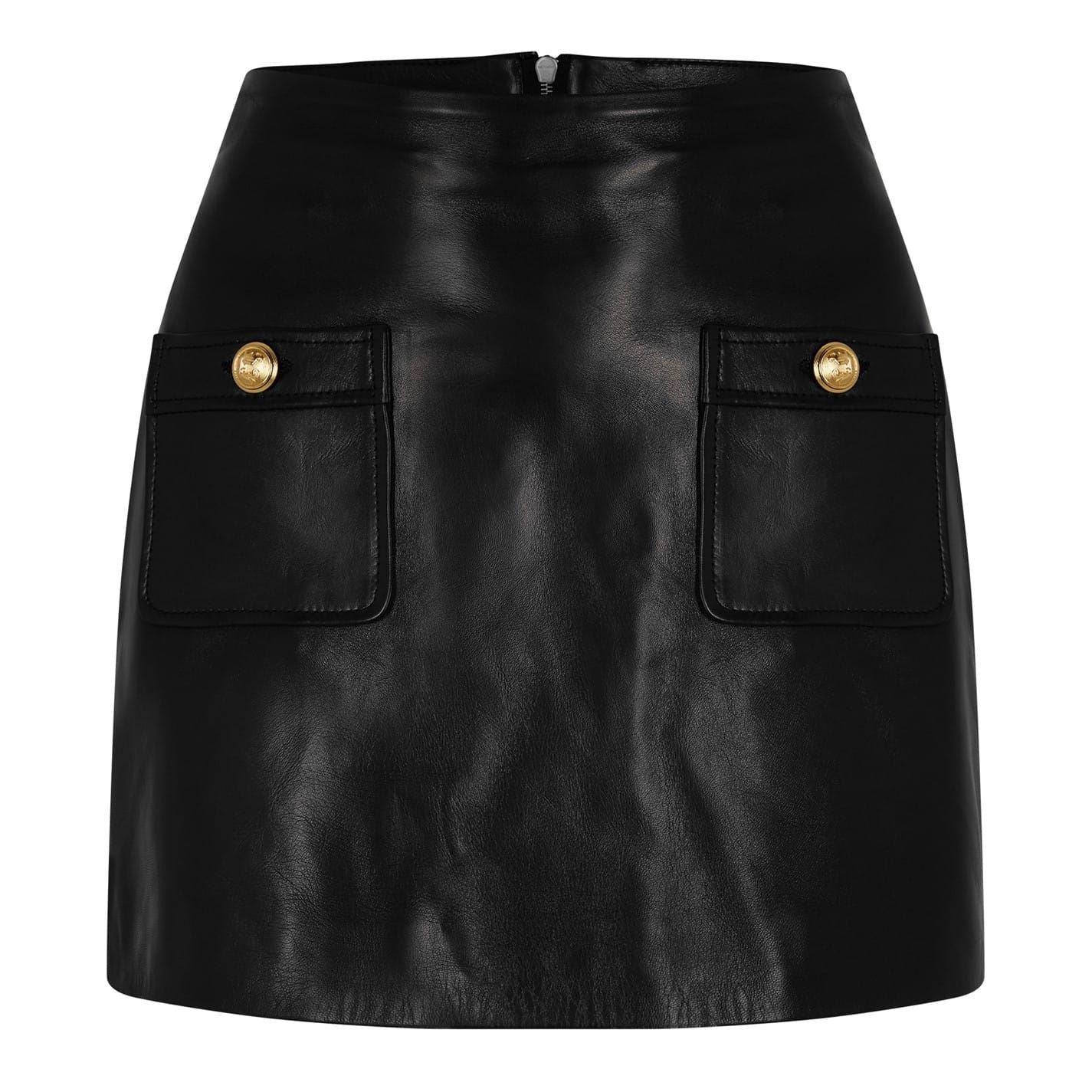 Palm Angels Buttons Leather Mini Skirt