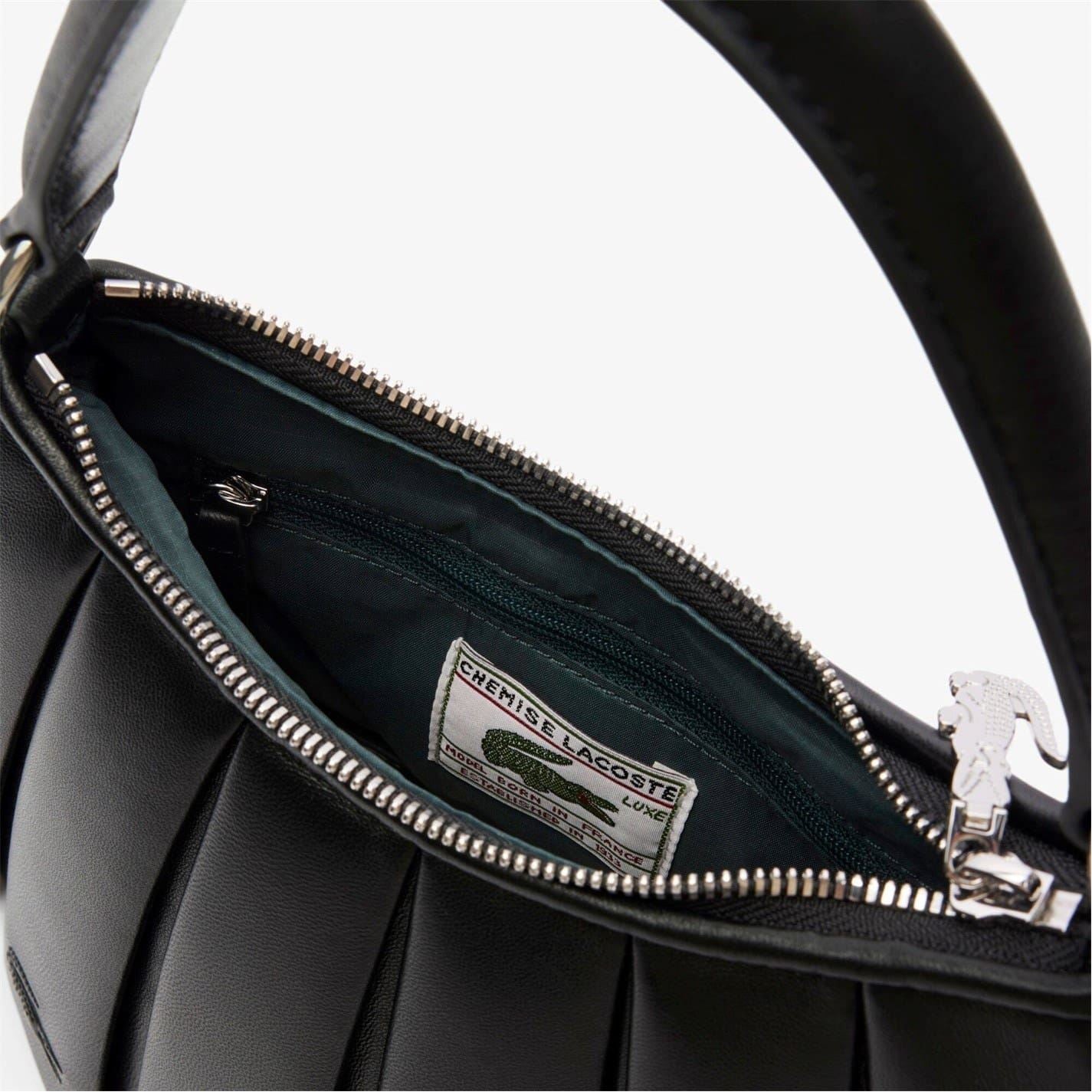 Lacoste Lenglen Crescent Shape Hobo Bag with Silver Hardware