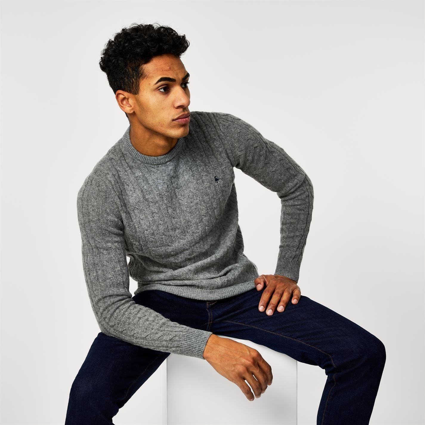Jack Wills Mens Marlow Merino Wool Blend Cable Knitted Jumper
