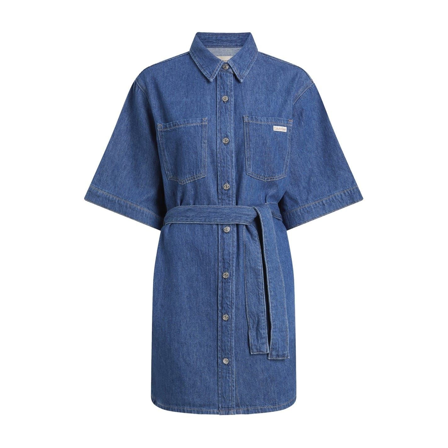 Calvin Klein Jeans Boxy Collared Neck Mini Shirtdress