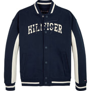 Tommy Hilfiger Script Embroidered Snap Button Ribbed Cuff Bomber Jacket