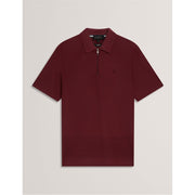 Ted Baker Textured Zip Neck Collared Short Sleeve Polo Shirt