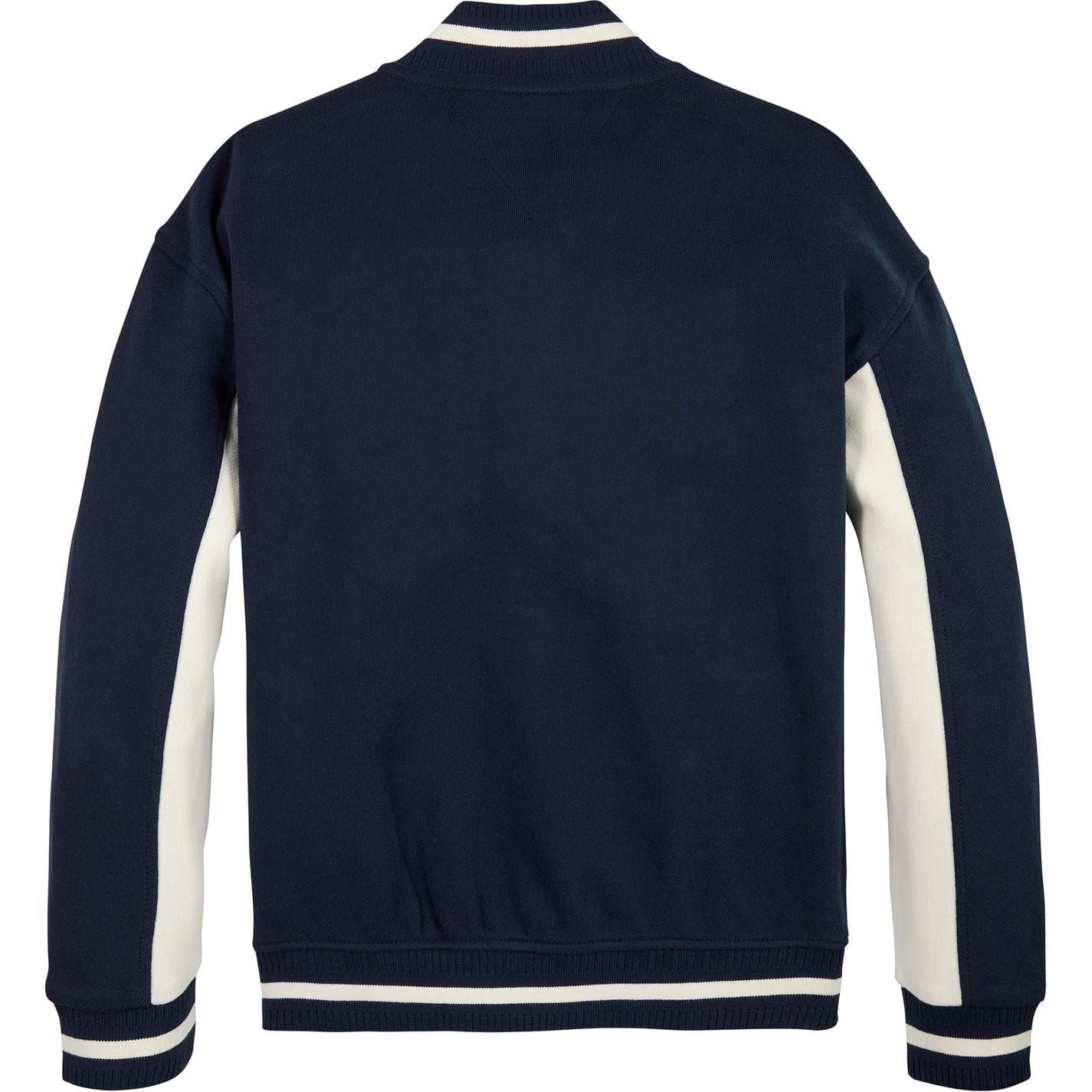 Tommy Hilfiger Script Embroidered Snap Button Ribbed Cuff Bomber Jacket