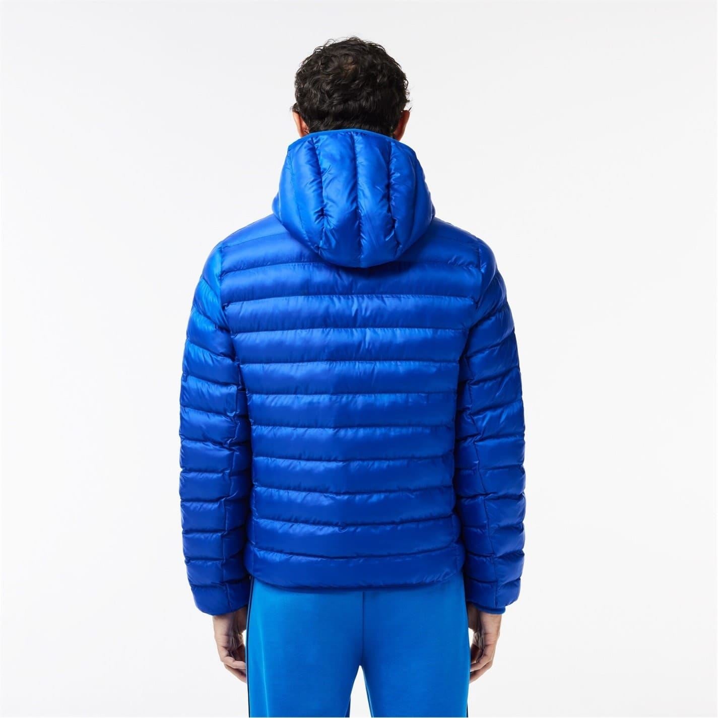 Lacoste Solid Patterned Hooded Quilted Puffer Jacket