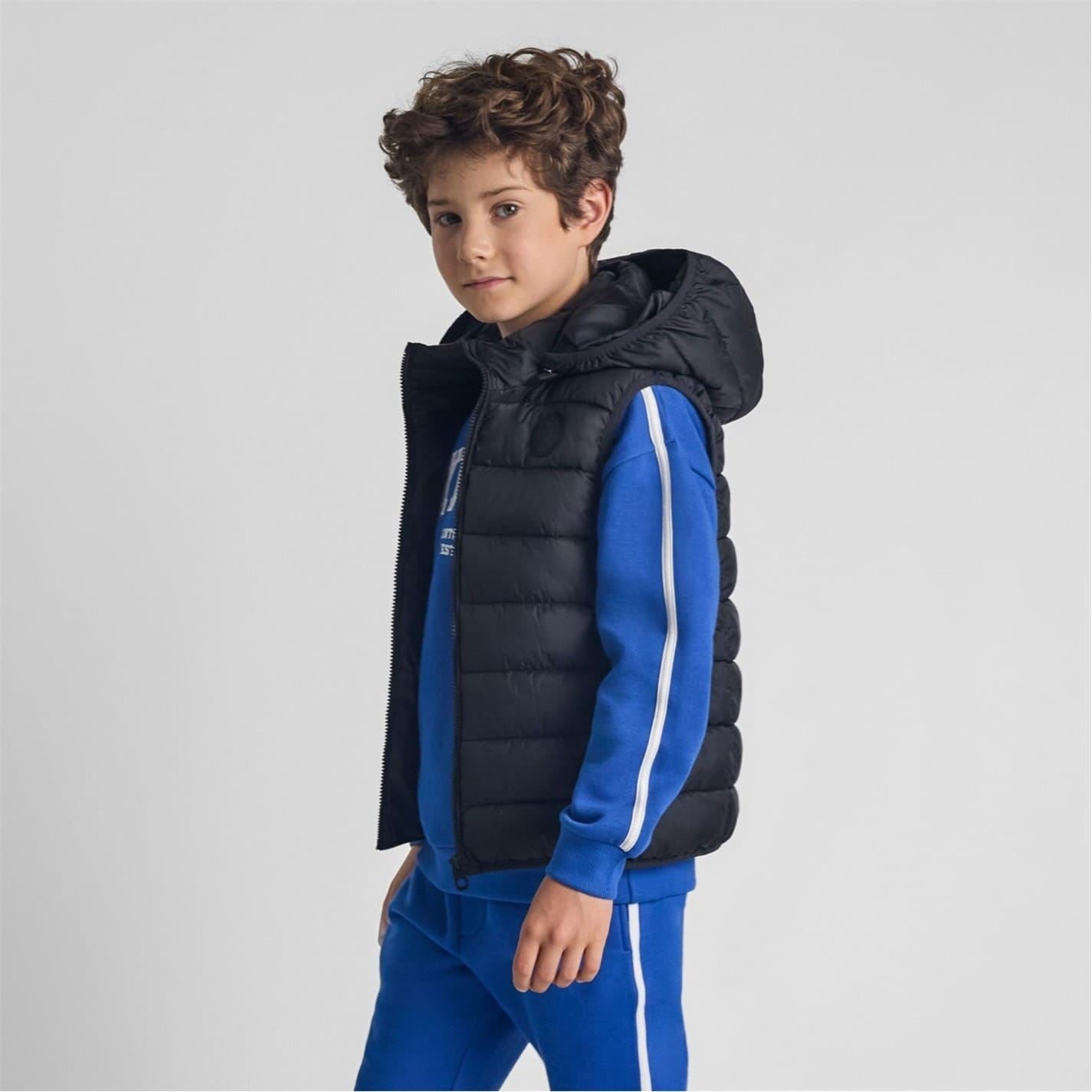 Minoti Boys Padded Gilet Detachable Hood Black