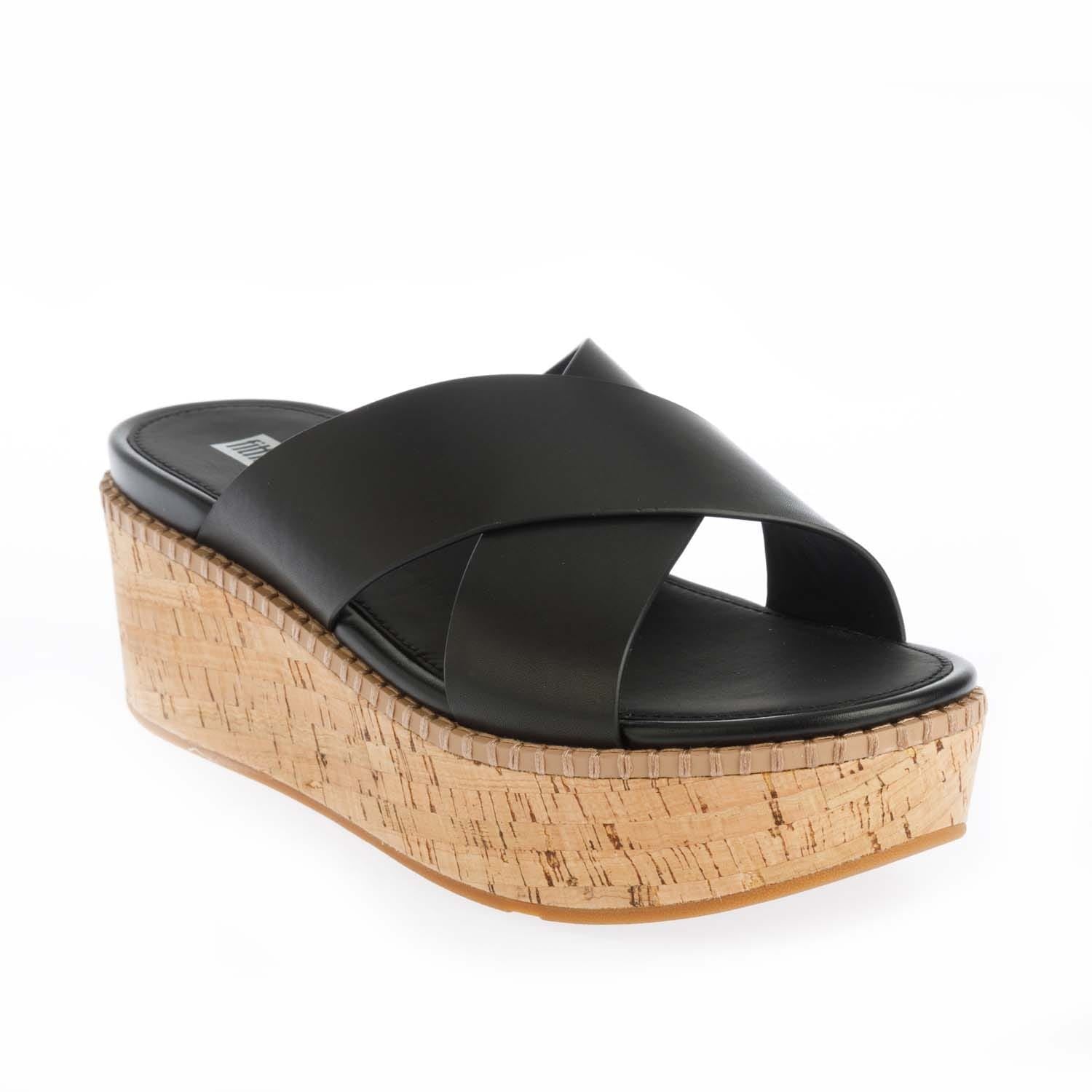 Fit Flop Eloise Leather Wedge Cross Slide Sandals
