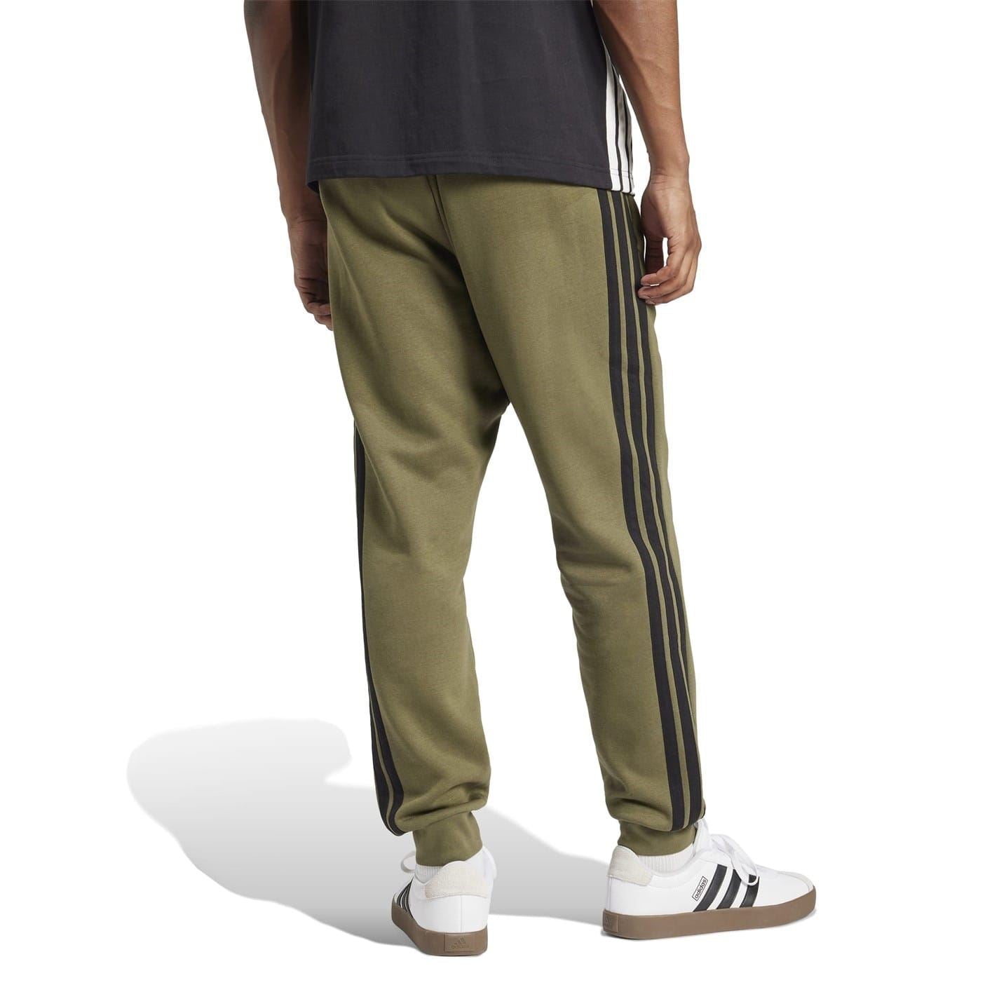 adidas Fleece Tapered Cuff 3 Stripes Joggers