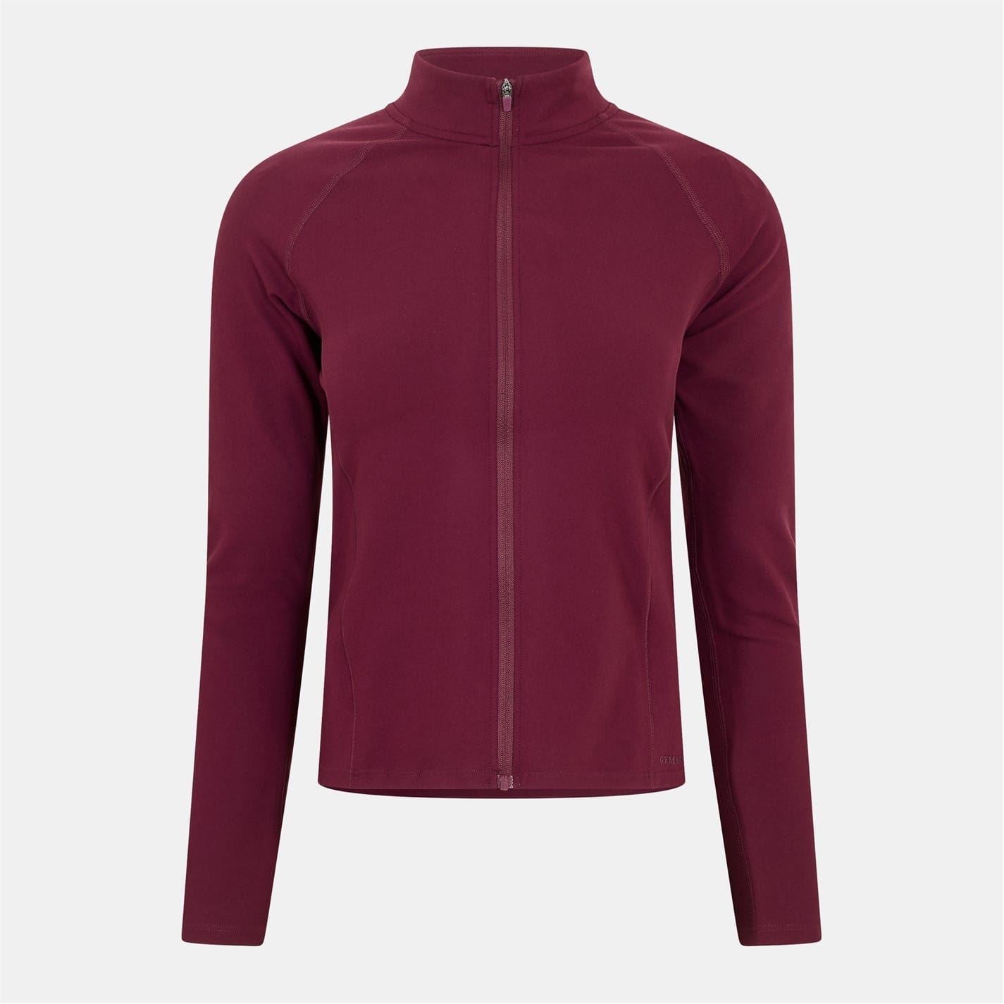 Gym King Luxe Solid Patterned Full Zipper Track Jacket