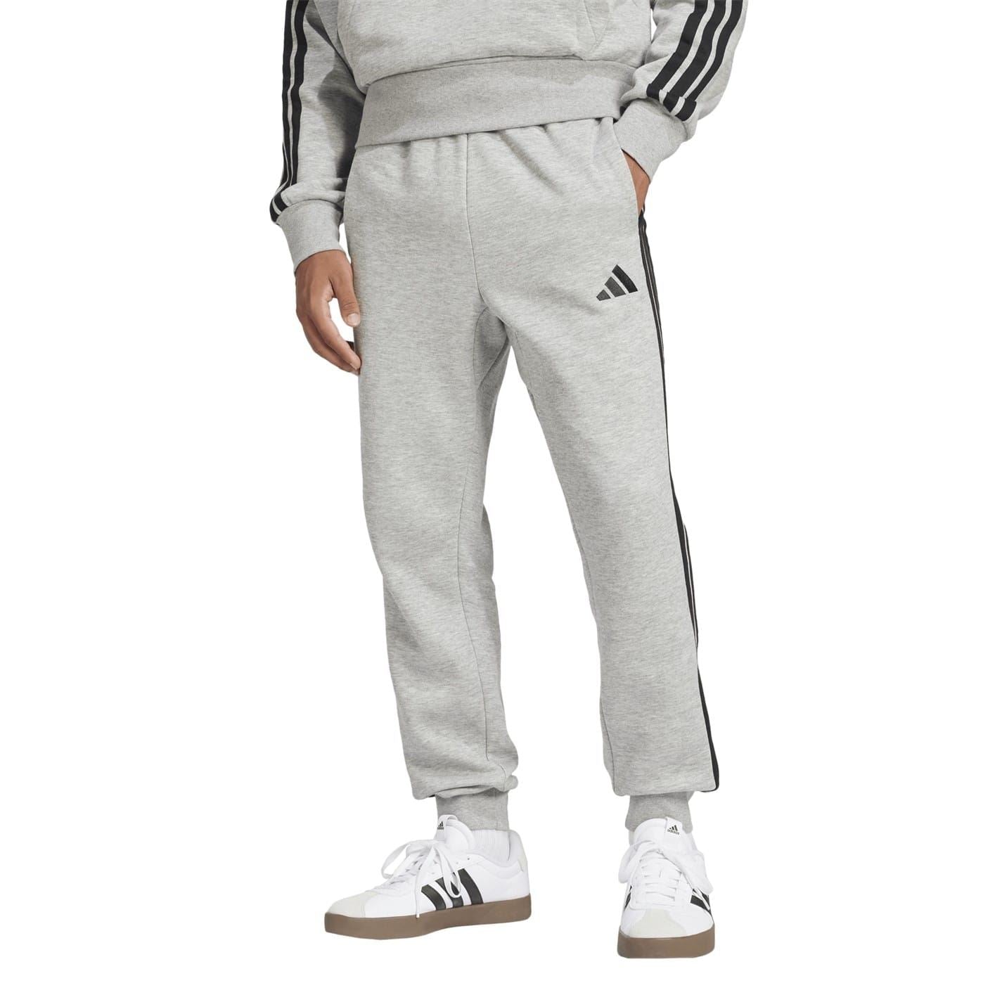 adidas Fleece Tapered Cuff 3 Stripes Joggers