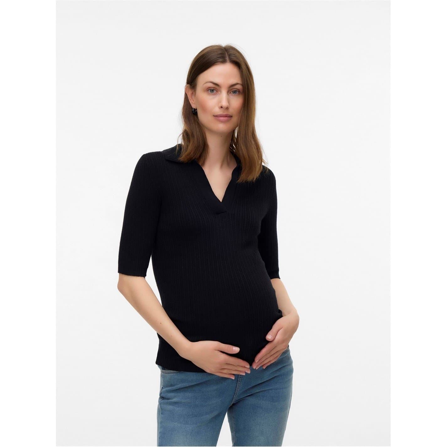 Mamalicious V-Neck Three-Quarter Sleeve Sweatshirt