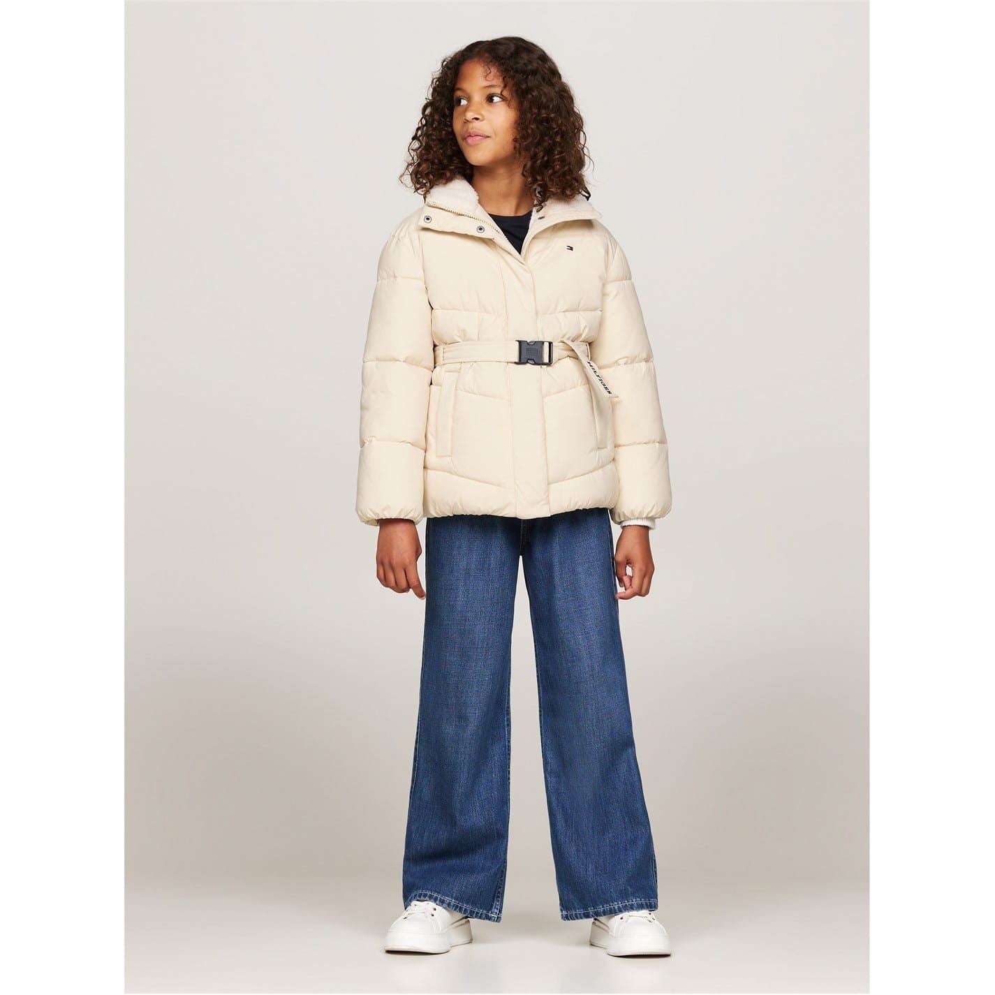 Tommy Hilfiger Collar Belted Puffer Jacket