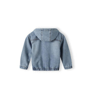 Minoti Boys Denim Jacket With Fixed Hood Zip Fastening Navy