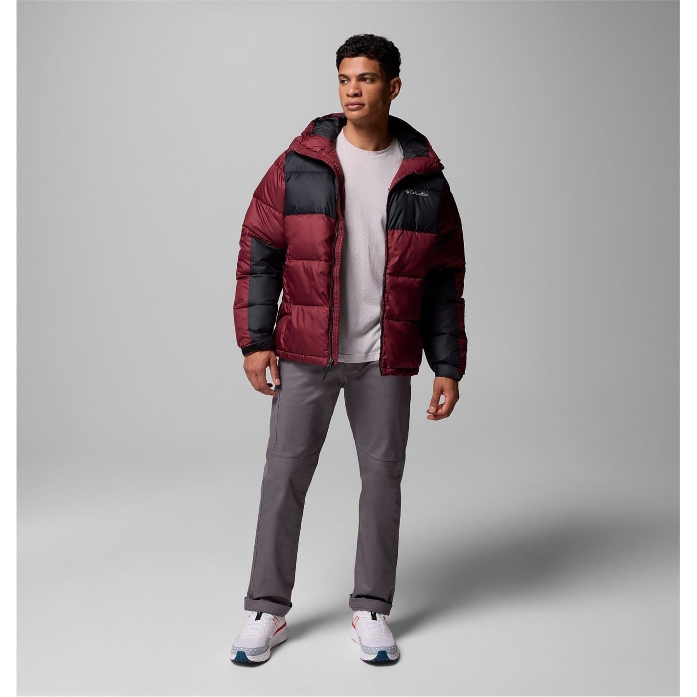 Columbia Pike Hooded Solid Patterned Puffer Jacket