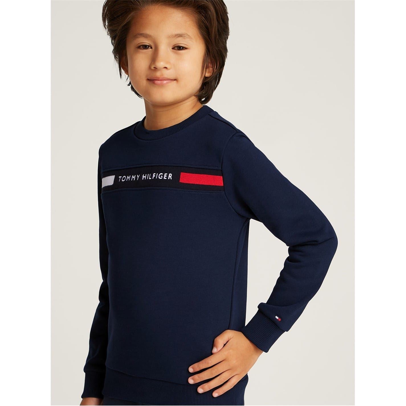 Tommy Hilfiger Rib Insert Crew Neck Long Sleeve Sweatshirt Jogger Set