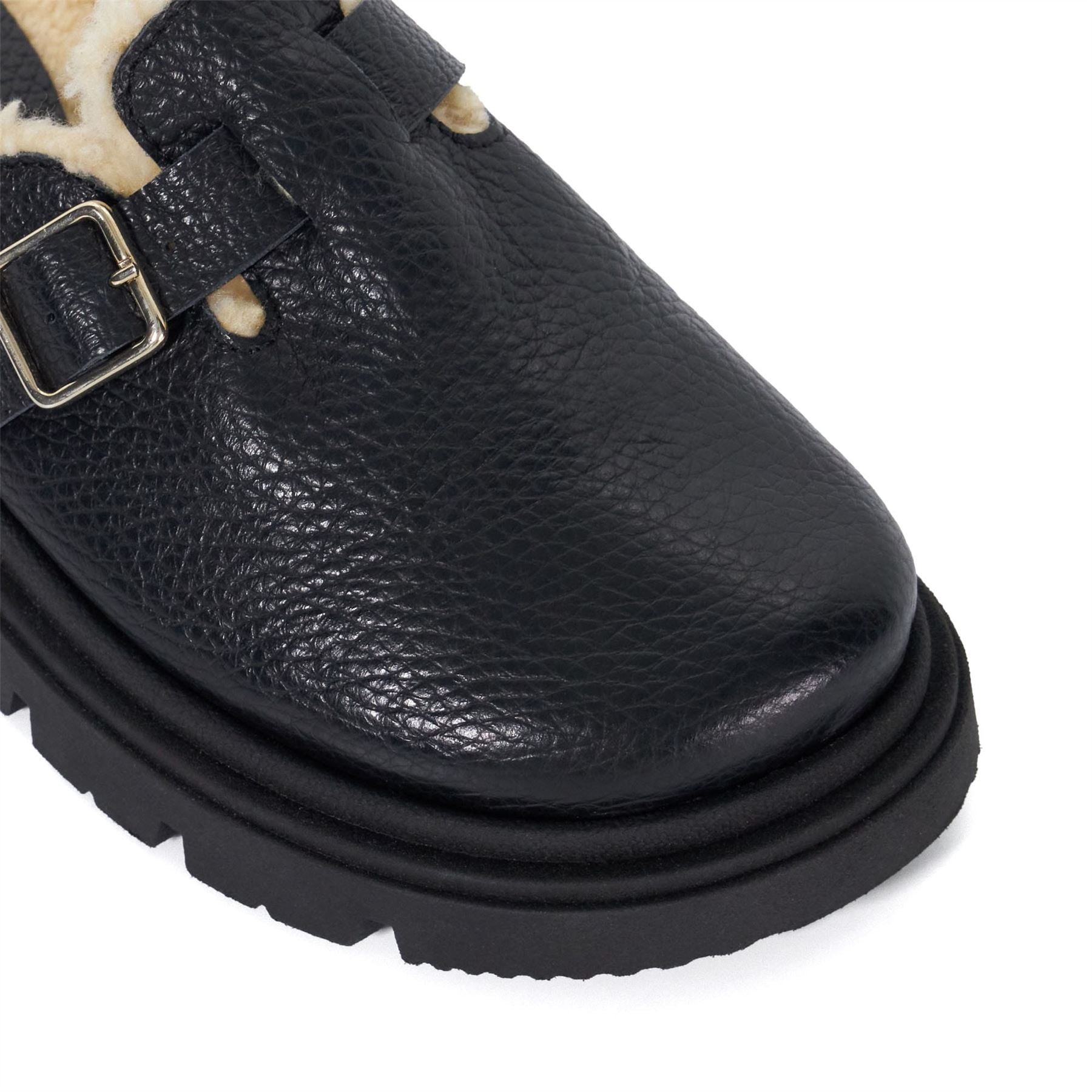 Dune London Gene Leather Faux Shearling Lined Clogs