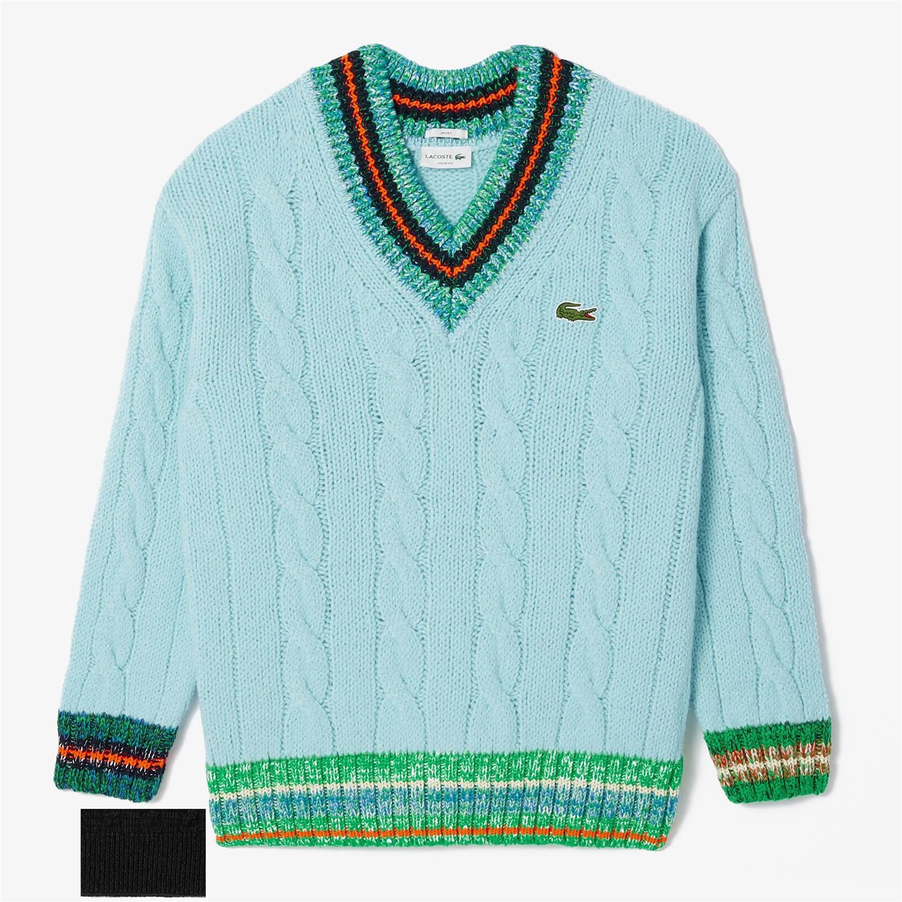 Lacoste Cable Knit V-Neck Sweatshirt