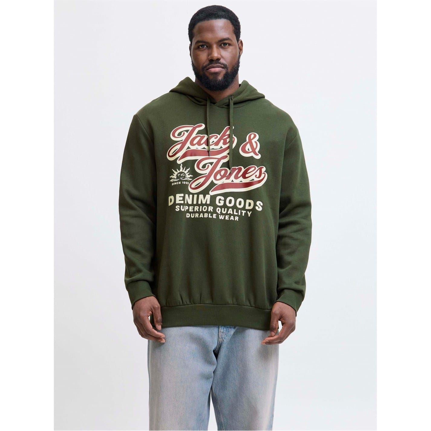 Jack and Jones Printed Logo Hooded Neck Long Sleeve Sweatshirt