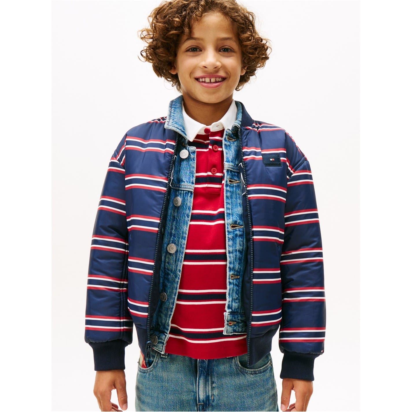 Tommy Hilfiger Varsity Stripe Patterned Ribbed Cuff Bomber Jacket
