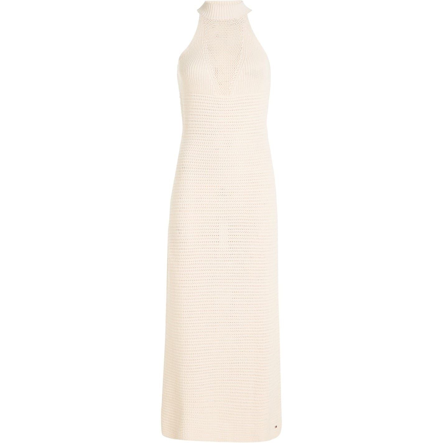Tommy Hilfiger Crochet Halter Neck Midi Dress